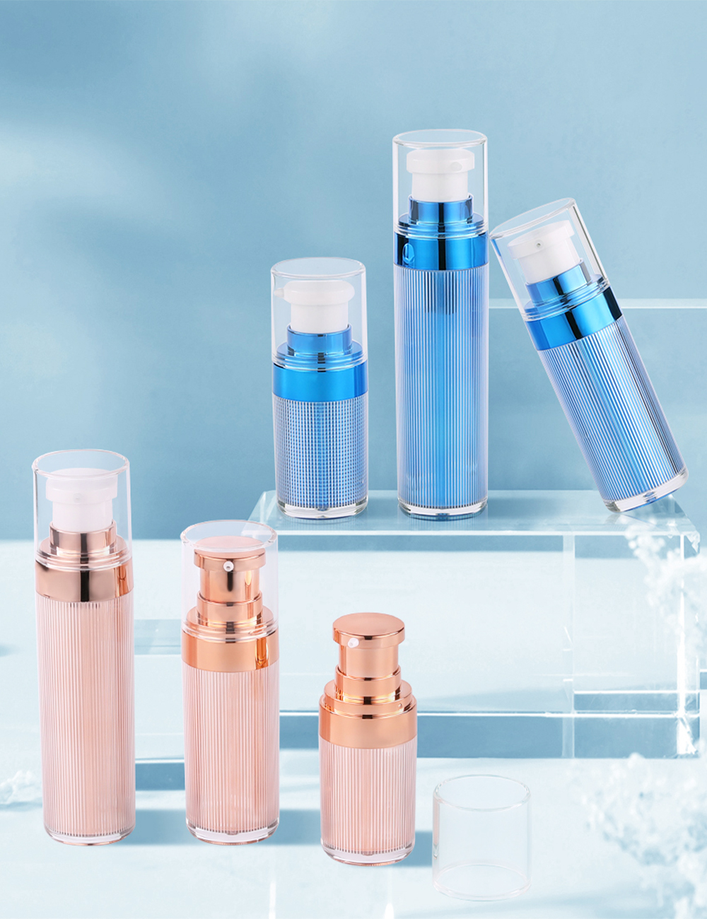 What features does the airless bottle offer for precise product dispensing?